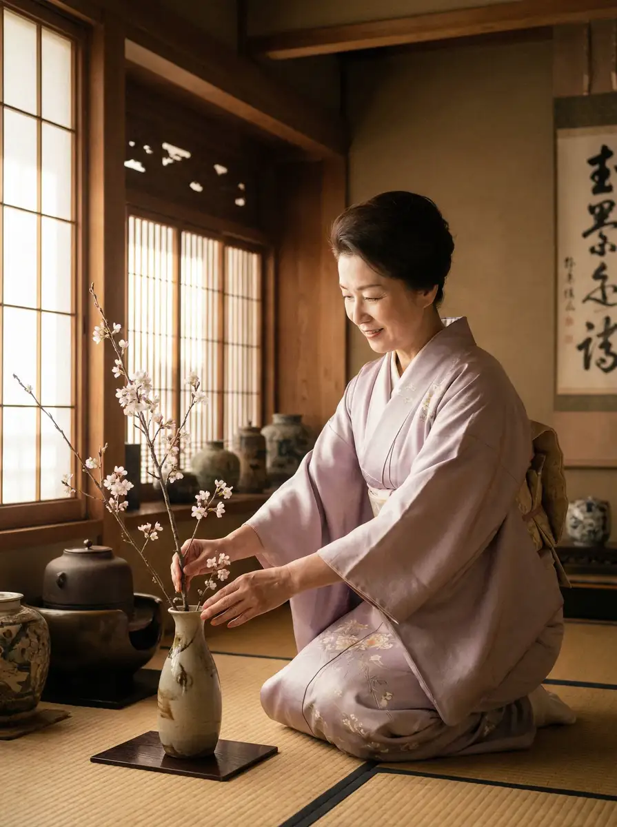 一位优雅的 《萝莉岛》萝莉岛最新更新_全网独家萝莉岛大全 在和室中插花